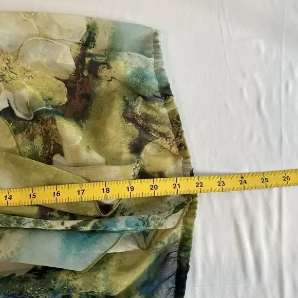 Sunny Leigh Women's Green Yellow Watercolors Blouse Size L Boho Art To Wear - Picture 6 of 13